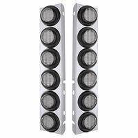 Stainless Steel Front Air Cleaner Bracket With 12 X 9 LED 2" Lights For Peterbilt - Amber LED (Amber or Clear Lens)