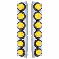 Stainless Steel Front Air Cleaner Bracket With 12 X 9 LED 2" Reflector Lights For Peterbilt - Amber LEDs (Amber or Clear Lens)