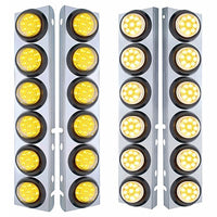 Stainless Steel Front Air Cleaner Bracket With 12 X 9 LED 2" Reflector Lights For Peterbilt - Amber LEDs (Amber or Clear Lens)