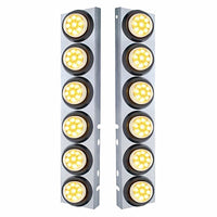 Stainless Steel Front Air Cleaner Bracket With 12 X 9 LED 2" Reflector Lights For Peterbilt - Amber LEDs (Amber or Clear Lens)