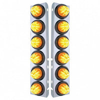 Stainless Steel Front Air Cleaner Bracket With 12 X 9 LED 2" Beehive Lights For Peterbilt - Amber LEDs (Amber or Clear Lens)