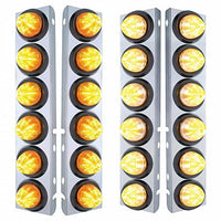 Stainless Steel Front Air Cleaner Bracket With 12 X 9 LED 2" Beehive Lights For Peterbilt - Amber LEDs (Amber or Clear Lens)