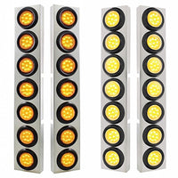 Stainless Steel Front Air Cleaner Bracket With 14 X 9 LED 2" Lights Bezel For Kenworth - Amber LEDs (Amber or Clear Lens)