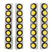 Stainless Steel Front Air Cleaner Bracket With 14 X 9 Amber LED 2" Reflector Lights For Kenworth - Amber LEDs (Amber or Clear Lens)