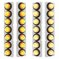 Stainless Steel Front Air Cleaner Bracket w/ 14 X 9 LED 2" Beehive Lights Bezel For Kenworth - Amber LEDs (Amber or Clear Lens)