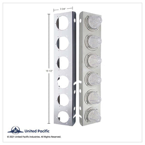 Stainless Steel Front Air Cleaner Bracket w/ 12 X 11 LED Watermelon Lights & Bezels For Peterbilt - Amber LEDs (Amber or Clear Lens)