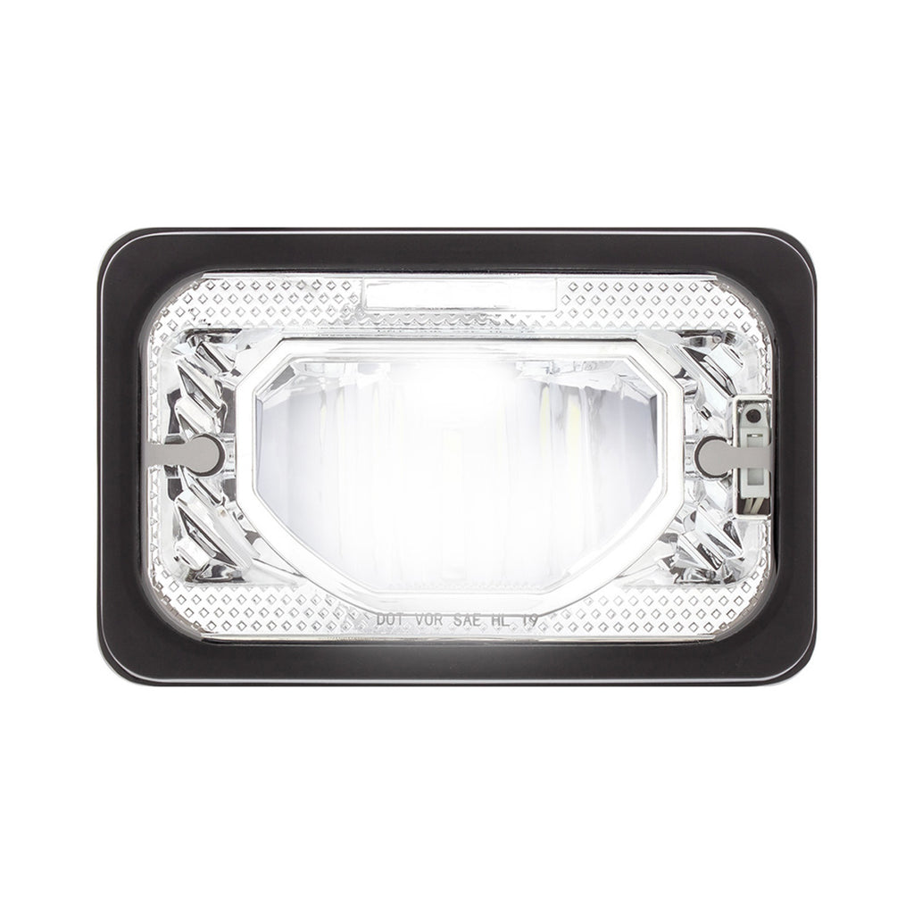 ULTRALIT - Heated 4" X 6" LED Headlight With Glass Lens & Aluminum Housing - High or Low Beam (Chrome or Black)
