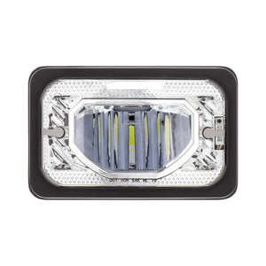ULTRALIT - Heated 4" X 6" LED Headlight With Glass Lens & Aluminum Housing - High or Low Beam (Chrome or Black)