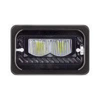 ULTRALIT - Heated 4" X 6" LED Headlight With Glass Lens & Aluminum Housing - High or Low Beam (Chrome or Black)