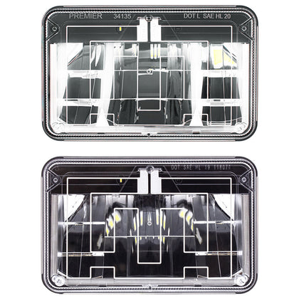 ULTRALIT - Heated 4" X 6" LED Headlight With Polycarbonate Lens & Housing (Low or High Beam)