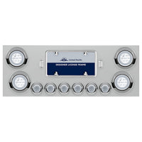 Stainless Steel Rear Center Panel With 4 X 21 LED 4" GloLight w/ 6 X 9 LED 2" Lights & Visors - Red LEDs (Red or Clear Lens)