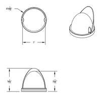 9 LEDs Dual Function GloLight Watermelon Flush Mount Kit With Visor - Amber LEDs (Amber or Clear Lens)