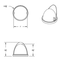 9 LEDs Dual Function GloLight Watermelon Flush Mount Kit With Visor - Amber LEDs (Amber or Clear Lens)