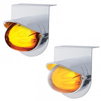 Stainless Light Bracket With 9 LED Dual Function Watermelon GloLight & Visor - Amber LEDs (Amber or Clear Lens)