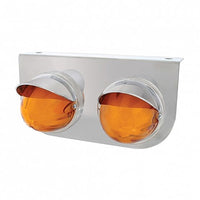 Stainless Steel Light Bracket With 2 X 9 LED Dual Function Watermelon GloLight & Visors - Amber LEDs (Amber or Clear Lens)