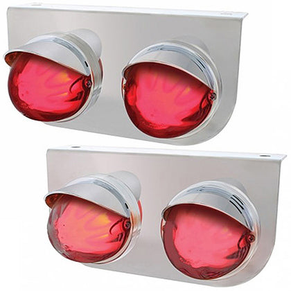 Stainless Steel Light Bracket With 2 X 9 LED Dual Function Watermelon GloLight & Visors - Red LEDs (Red or Clear Lens)