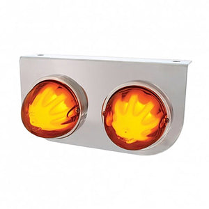 Stainless Light Bracket With 2 X 9 LED Dual Function Watermelon GloLight - Amber LEDs (Amber or Clear Lens)
