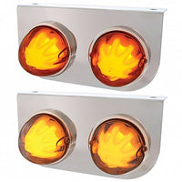 Stainless Light Bracket With 2 X 9 LED Dual Function Watermelon GloLight - Amber LEDs (Amber or Clear Lens)