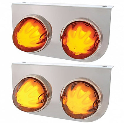 Stainless Light Bracket With 2 X 9 LED Dual Function Watermelon GloLight - Amber LEDs (Amber or Clear Lens)