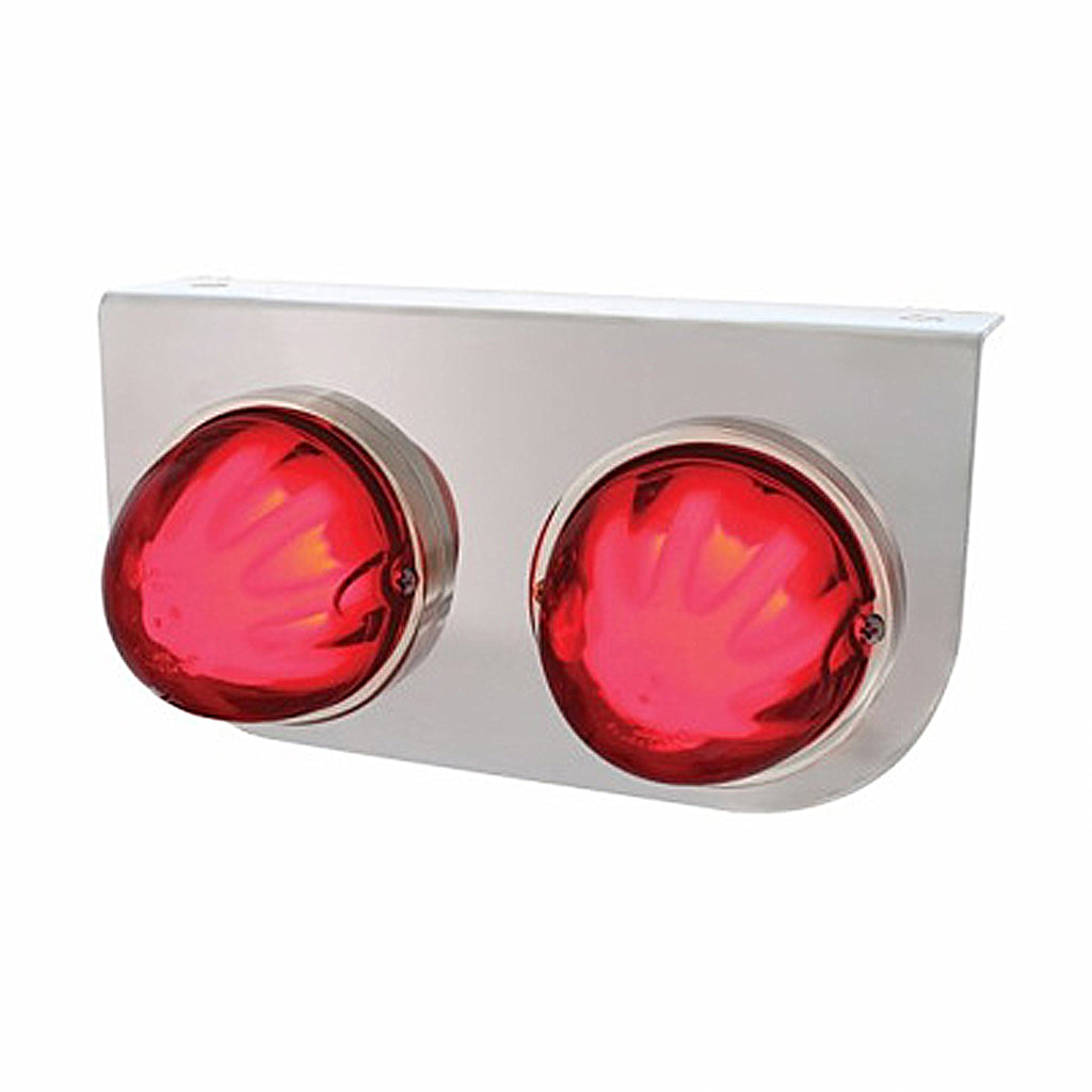 Stainless Light Bracket With 2 X 9 LED Dual Function Watermelon GloLight - Red LEDs (Red or Clear Lens)