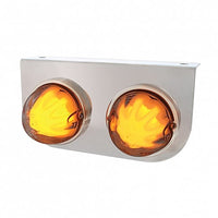 Stainless Light Bracket With 2 X 9 LED Dual Function Watermelon GloLight - Amber LEDs (Amber or Clear Lens)