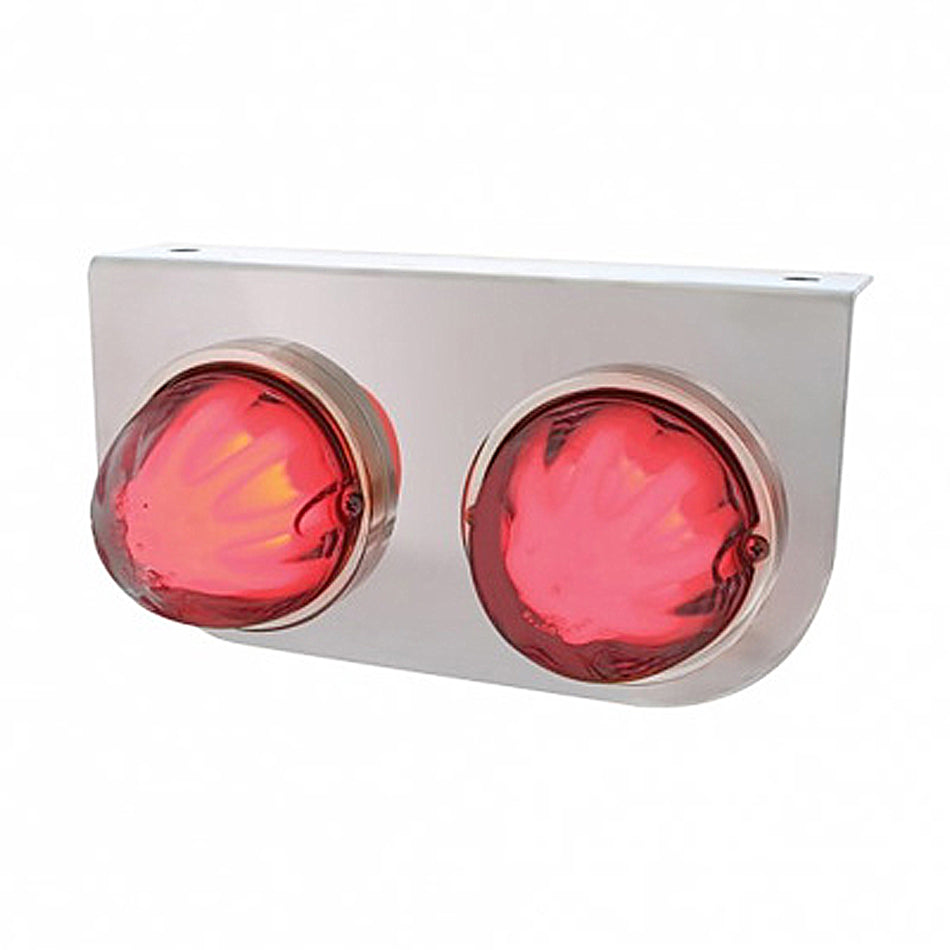 Stainless Light Bracket With 2 X 9 LED Dual Function Watermelon GloLight - Red LEDs (Red or Clear Lens)