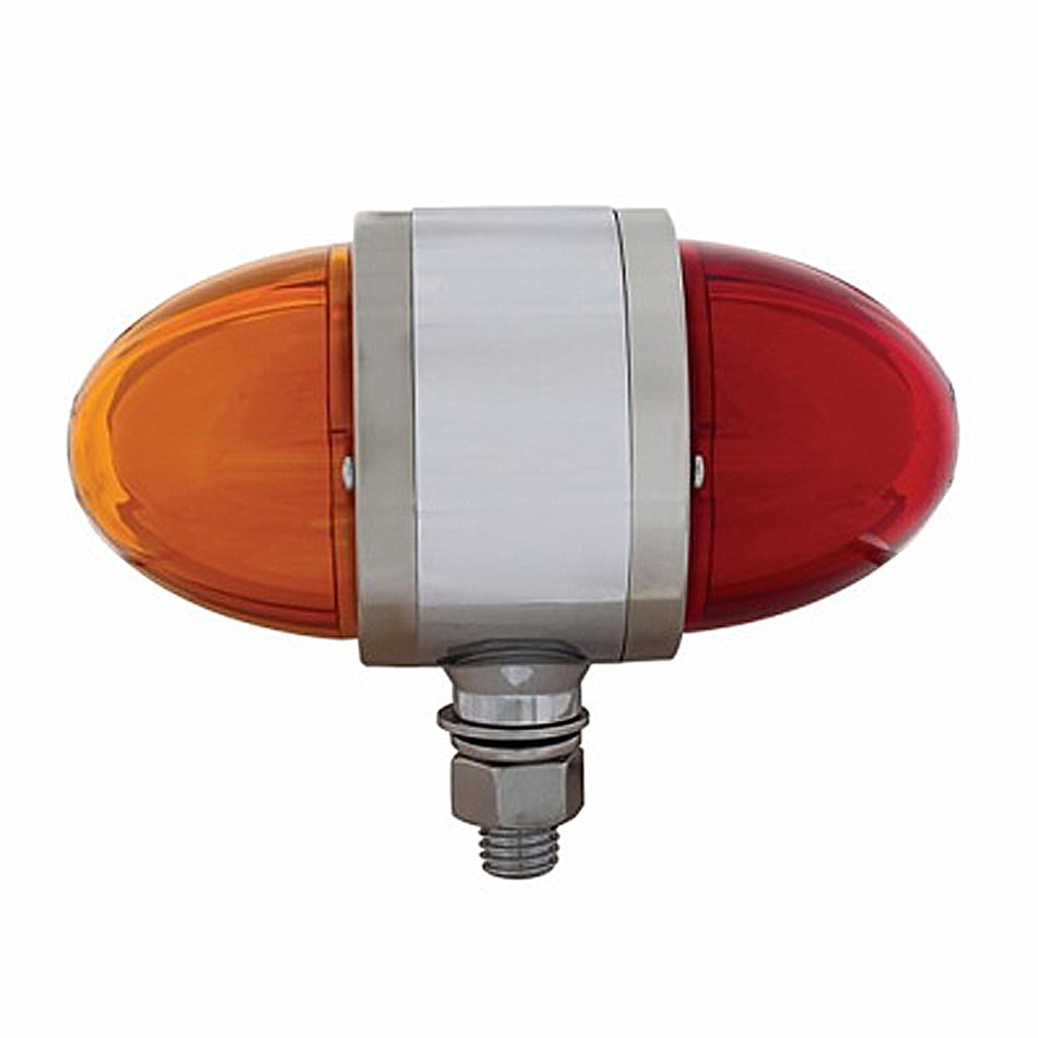 18 LEDs Dual Function GloLight Double Face Light - Amber & Red LEDs (Amber/Red or Clear Lens)