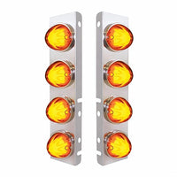 Stainless Steel Front Air Cleaner Bracket With 8 X 9 LED Watermelon GloLight For Peterbilt Bezel or Visor - Amber LEDs (Amber or Clear Lens)