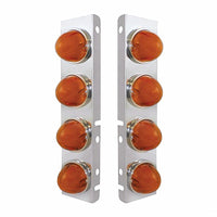 Stainless Steel Front Air Cleaner Bracket With 8 X 9 LED Watermelon GloLight For Peterbilt Bezel or Visor - Amber LEDs (Amber or Clear Lens)