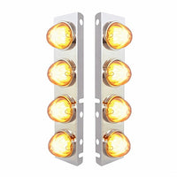 Stainless Steel Front Air Cleaner Bracket With 8 X 9 LED Watermelon GloLight For Peterbilt Bezel or Visor - Amber LEDs (Amber or Clear Lens)