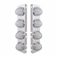 Stainless Steel Front Air Cleaner Bracket With 8 X 9 LED Watermelon GloLight For Peterbilt Bezel or Visor - Amber LEDs (Amber or Clear Lens)