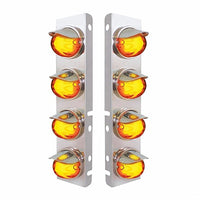 Stainless Steel Front Air Cleaner Bracket With 8 X 9 LED Watermelon GloLight For Peterbilt Bezel or Visor - Amber LEDs (Amber or Clear Lens)