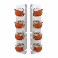 Stainless Steel Front Air Cleaner Bracket With 8 X 9 LED Watermelon GloLight For Peterbilt Bezel or Visor - Amber LEDs (Amber or Clear Lens)