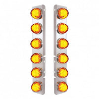 Stainless Steel Air Cleaner Bracket w 12 X 9 LED Bezel or Visor Dual Function Watermelon GloLight for Peterbilt - Amber LEDs (Amber or Clear Lens)