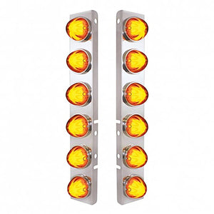 Stainless Steel Air Cleaner Bracket w 12 X 9 LED Bezel or Visor Dual Function Watermelon GloLight for Peterbilt - Amber LEDs (Amber or Clear Lens)