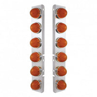 Stainless Steel Air Cleaner Bracket w 12 X 9 LED Bezel or Visor Dual Function Watermelon GloLight for Peterbilt - Amber LEDs (Amber or Clear Lens)