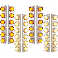 Stainless Steel Air Cleaner Bracket w 12 X 9 LED Bezel or Visor Dual Function Watermelon GloLight for Peterbilt - Amber LEDs (Amber or Clear Lens)