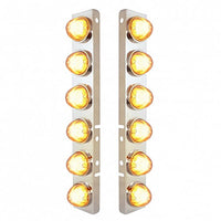 Stainless Steel Air Cleaner Bracket w 12 X 9 LED Bezel or Visor Dual Function Watermelon GloLight for Peterbilt - Amber LEDs (Amber or Clear Lens)