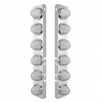 Stainless Steel Air Cleaner Bracket w 12 X 9 LED Bezel or Visor Dual Function Watermelon GloLight for Peterbilt - Amber LEDs (Amber or Clear Lens)