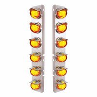 Stainless Steel Air Cleaner Bracket w 12 X 9 LED Bezel or Visor Dual Function Watermelon GloLight for Peterbilt - Amber LEDs (Amber or Clear Lens)