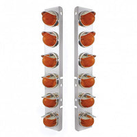 Stainless Steel Air Cleaner Bracket w 12 X 9 LED Bezel or Visor Dual Function Watermelon GloLight for Peterbilt - Amber LEDs (Amber or Clear Lens)