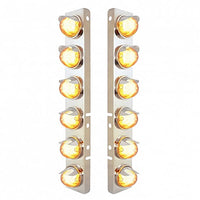 Stainless Steel Air Cleaner Bracket w 12 X 9 LED Bezel or Visor Dual Function Watermelon GloLight for Peterbilt - Amber LEDs (Amber or Clear Lens)