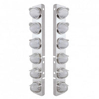 Stainless Steel Air Cleaner Bracket w 12 X 9 LED Bezel or Visor Dual Function Watermelon GloLight for Peterbilt - Amber LEDs (Amber or Clear Lens)