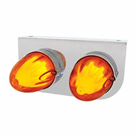 Stainless Light Bracket With 2 X 9 LED Dual Function Watermelon GloLight - Amber LEDs (Amber or Clear Lens)