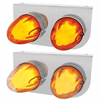Stainless Light Bracket With 2 X 9 LED Dual Function Watermelon GloLight - Amber LEDs (Amber or Clear Lens)