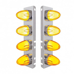 Stainless Steel Front Air Cleaner Bracket With 8 X 9 Amber LED Dual Function Watermelon GloLight for Peterbilt - Amber LEDs (Amber or Clear Lens)