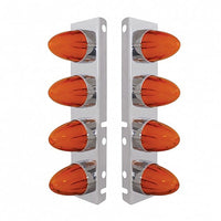 Stainless Steel Front Air Cleaner Bracket With 8 X 9 Amber LED Dual Function Watermelon GloLight for Peterbilt - Amber LEDs (Amber or Clear Lens)