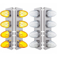 Stainless Steel Front Air Cleaner Bracket With 8 X 9 Amber LED Dual Function Watermelon GloLight for Peterbilt - Amber LEDs (Amber or Clear Lens)