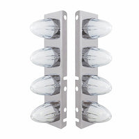 Stainless Steel Front Air Cleaner Bracket With 8 X 9 Amber LED Dual Function Watermelon GloLight for Peterbilt - Amber LEDs (Amber or Clear Lens)