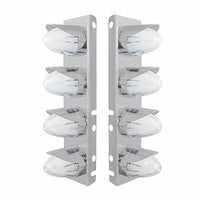 Stainless Steel Front Air Cleaner Bracket With 8 X 9 Hi/Lo Watermelon GloLight & Visors For Peterbilt - Amber LEDs (Amber or Clear Lens)